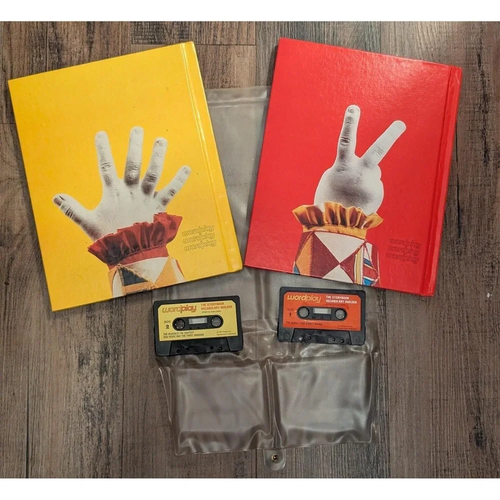 The Yellow & Red Book of Wordplay Stories 2 Cassette Tapes With Protective Cover